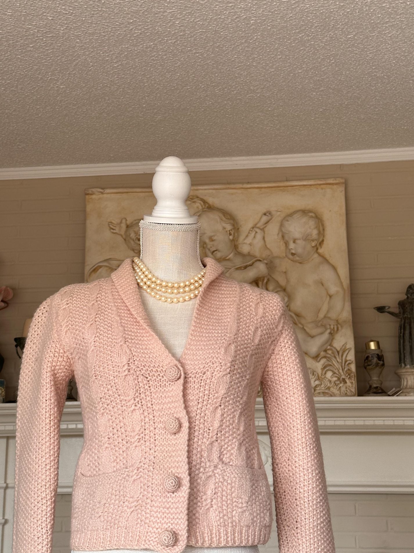 1960's I.Magnin Pink Cable 100% Wool Sweater