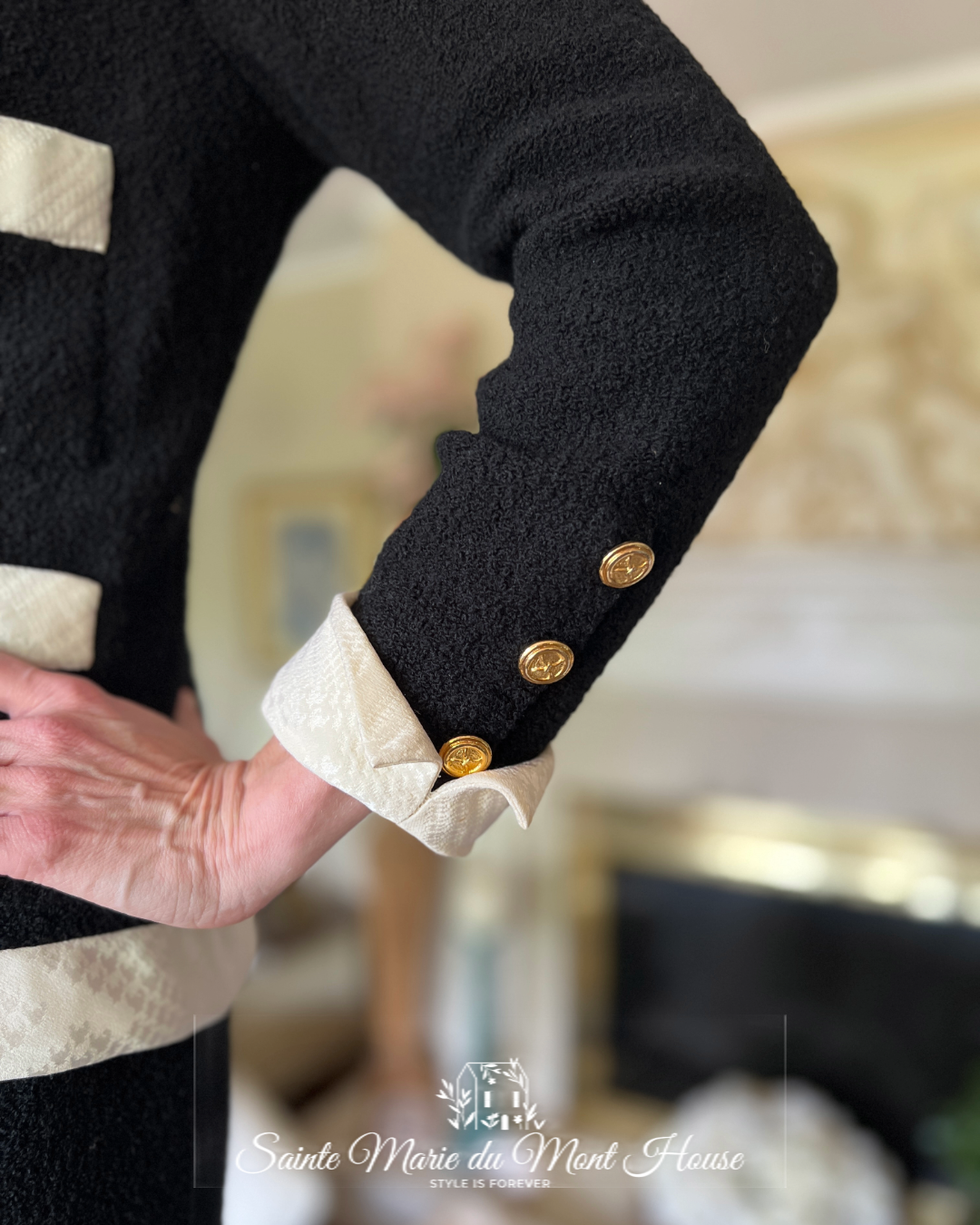 Black and Cream Suit with Ruffle