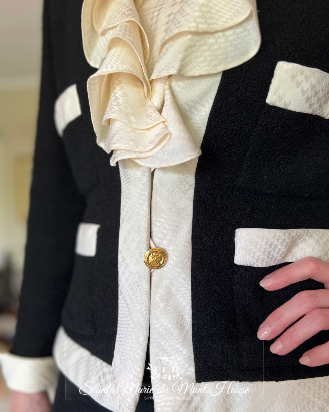 Black and Cream Suit with Ruffle