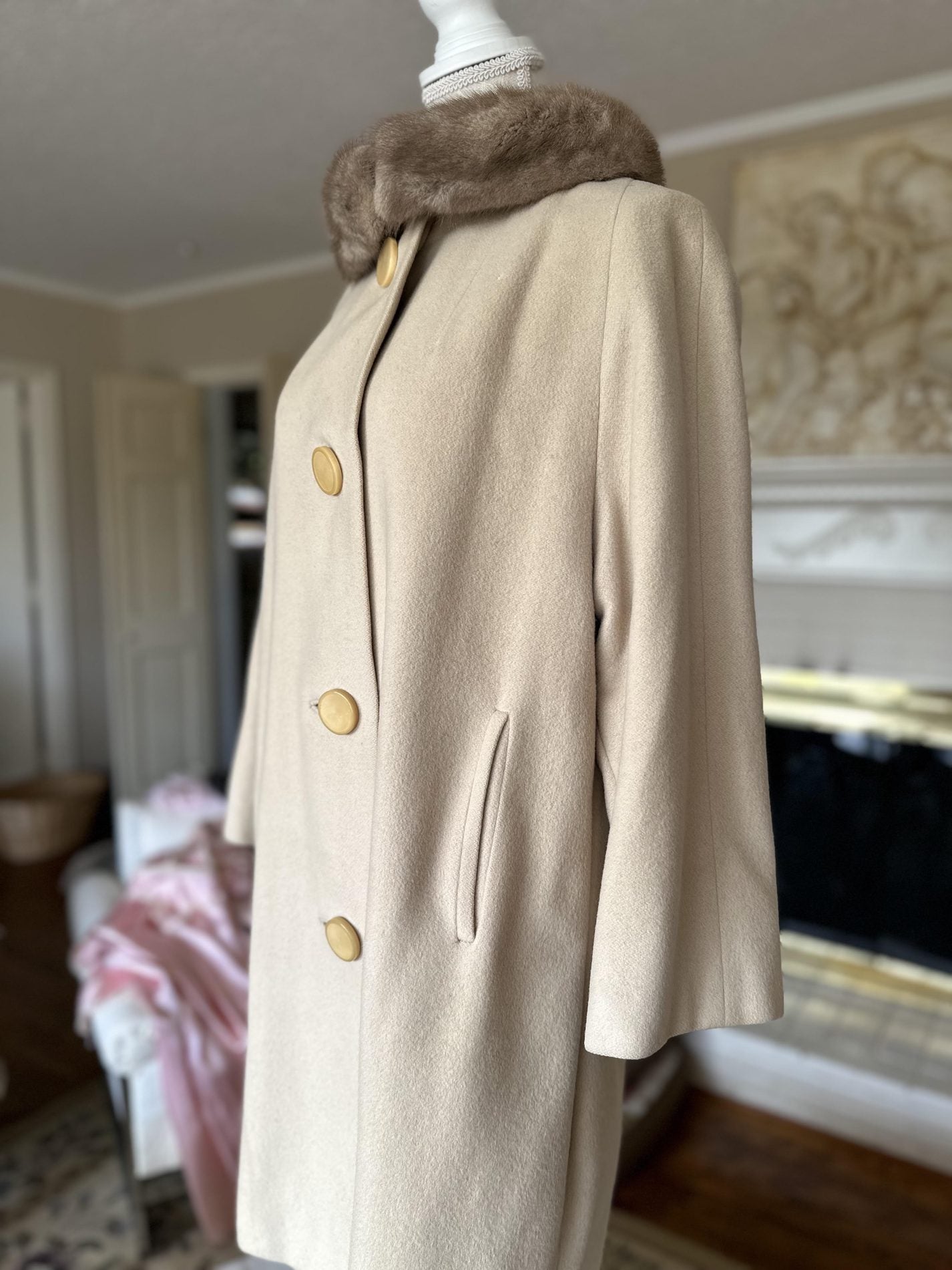 1960's Cashmere Coat with Mink Collar