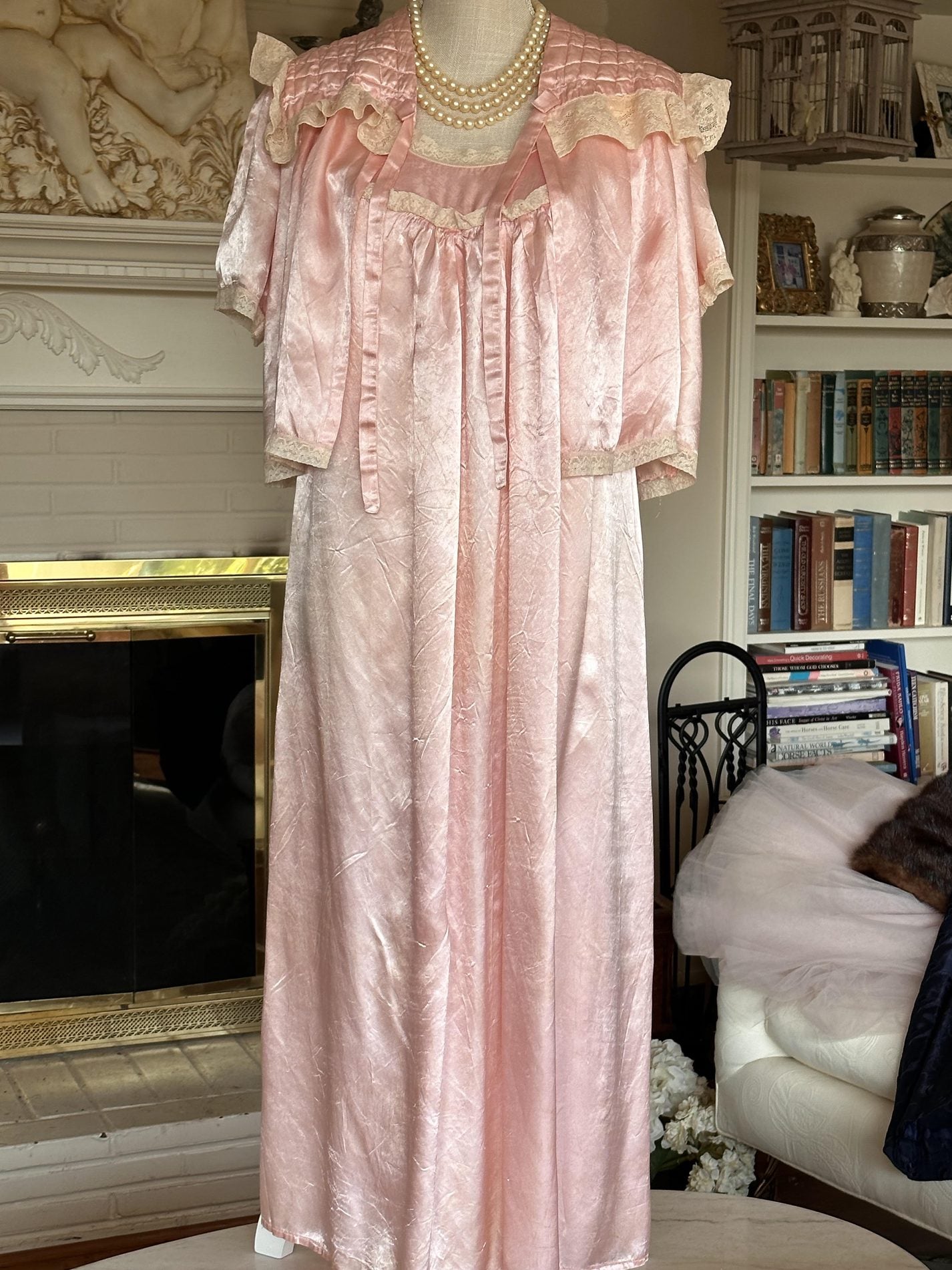 1950's Pink Night Gown & Bed jacket.