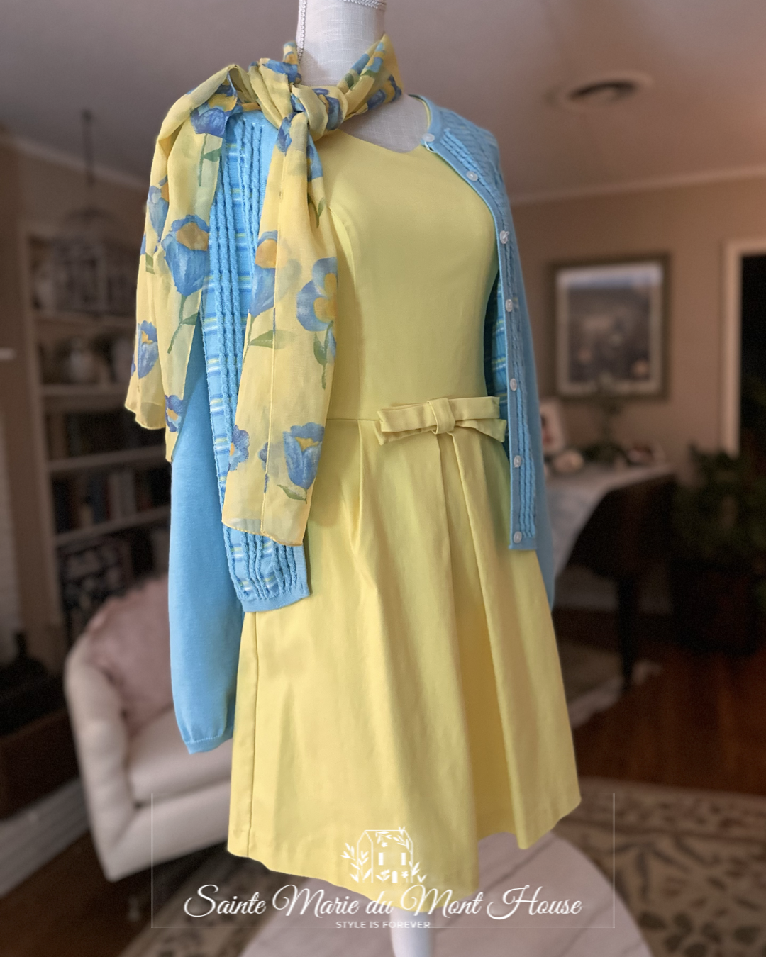 1990s Lulu's Yellow Dress with Scarf