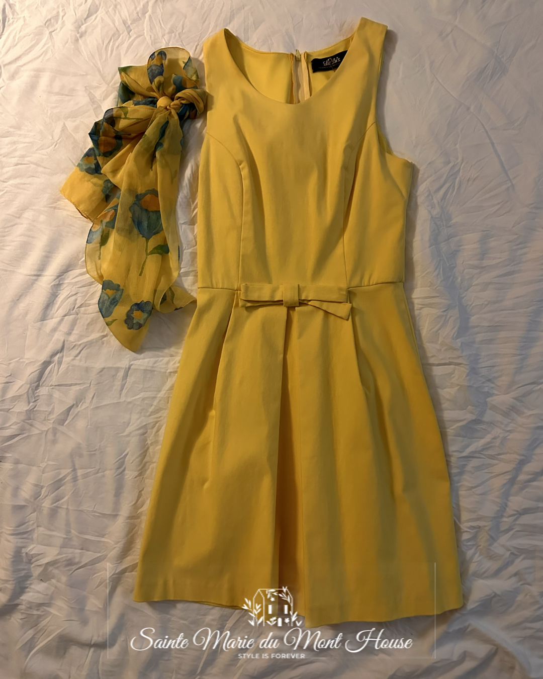 1990s Lulu's Yellow Dress with Scarf