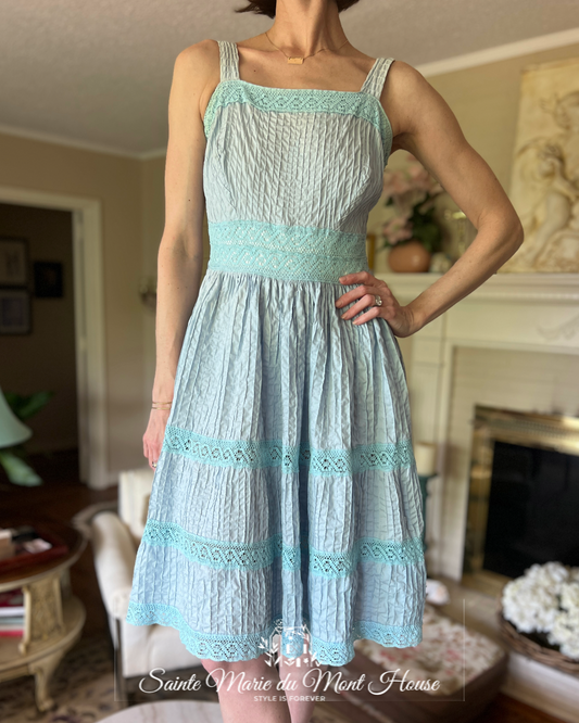 1950's Light Blue Sunback Dress